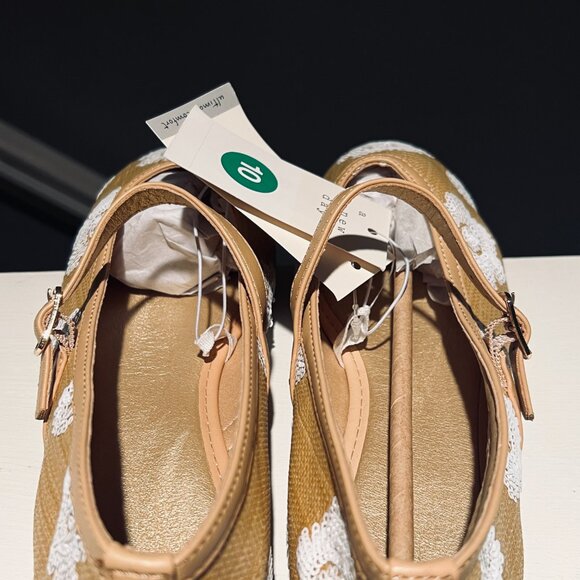 A New Day Raffia Floral Sequin Mary Jane Flats – Tan – Size  9.5 & 10 - Picture 6 of 8